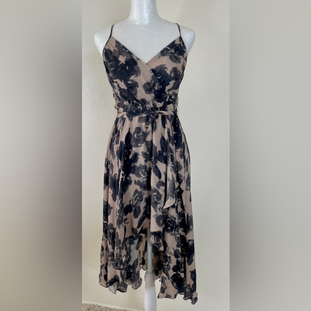 Haute Hippie silk dress floral black tan size 2, XS